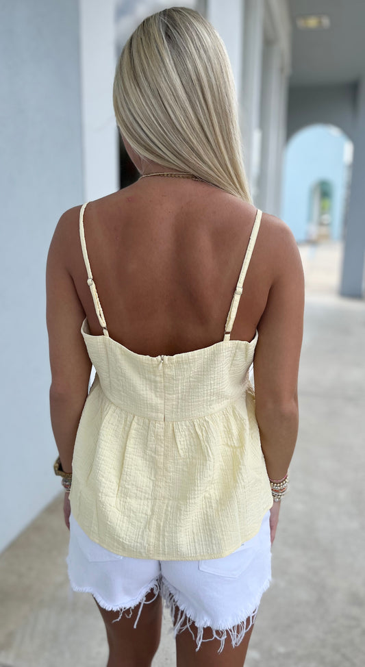 Babydoll Peplum Cami Top , Yellow