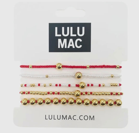 Red/White Lulu Mac Bracelet Set