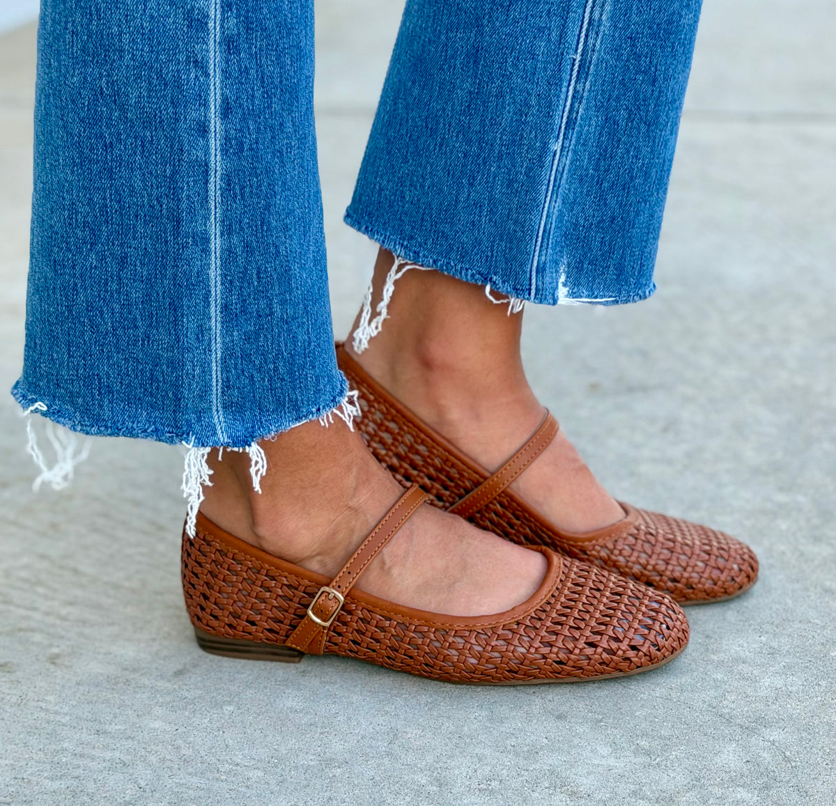 Tan Mesh Classic Mary Jane