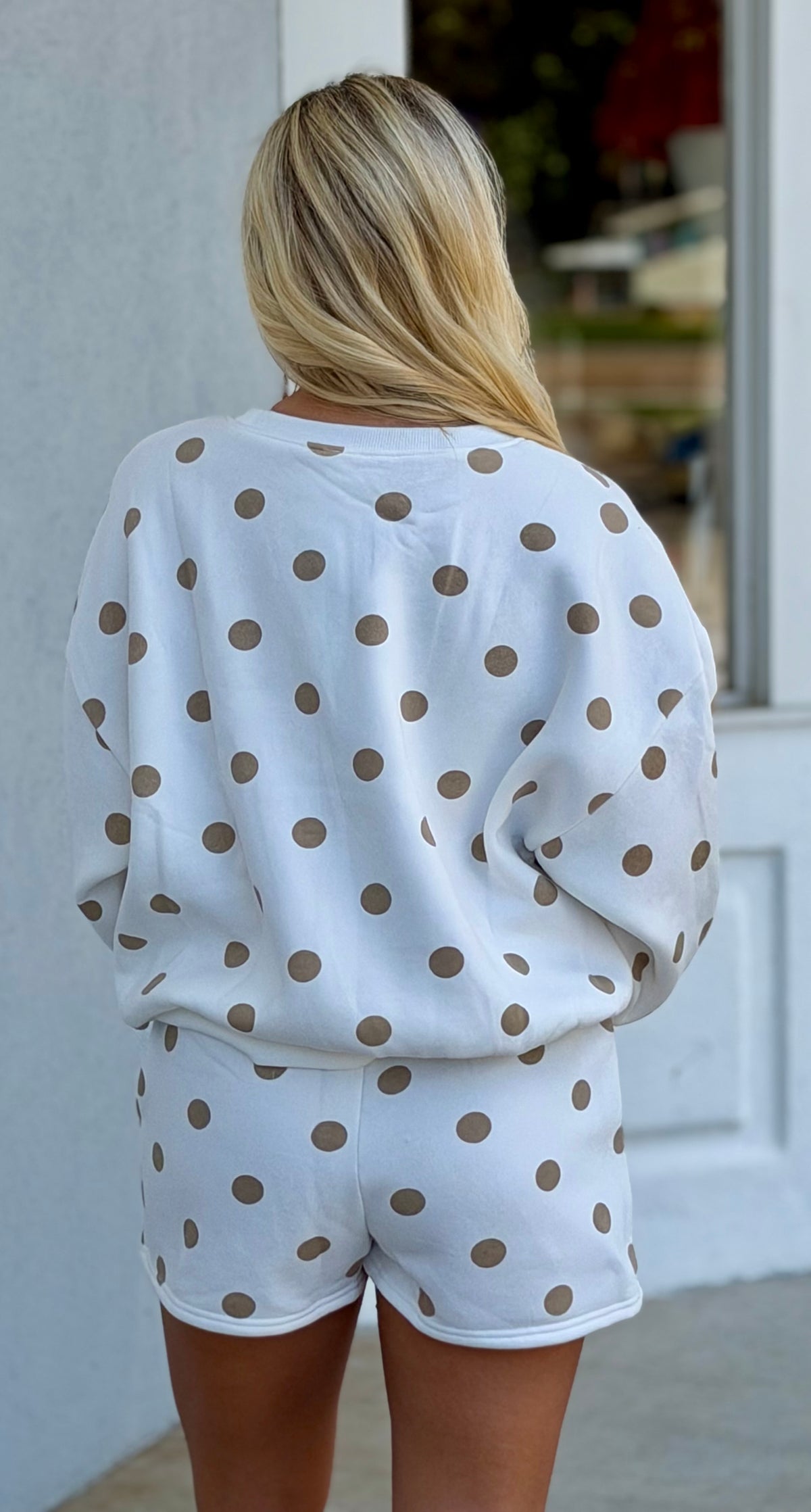 White / Taupe Dot Fleece SET