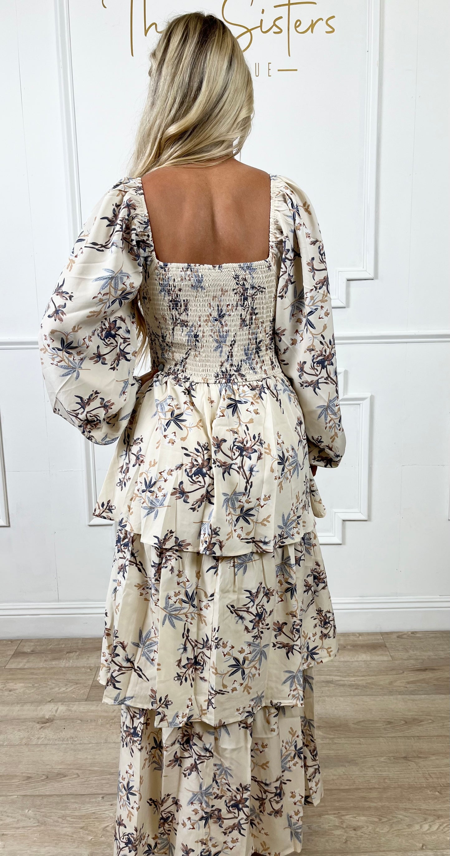 Floral Smocked Layered Midi Dress