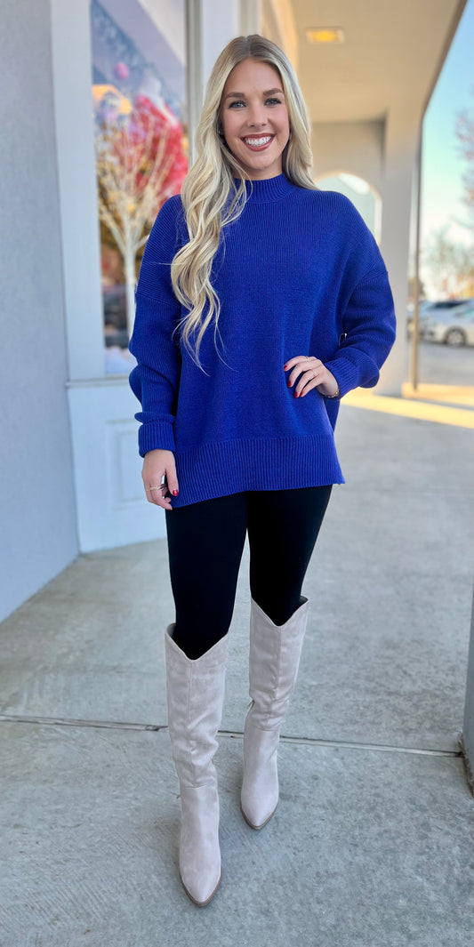 Royal Blue High Neck Sweater