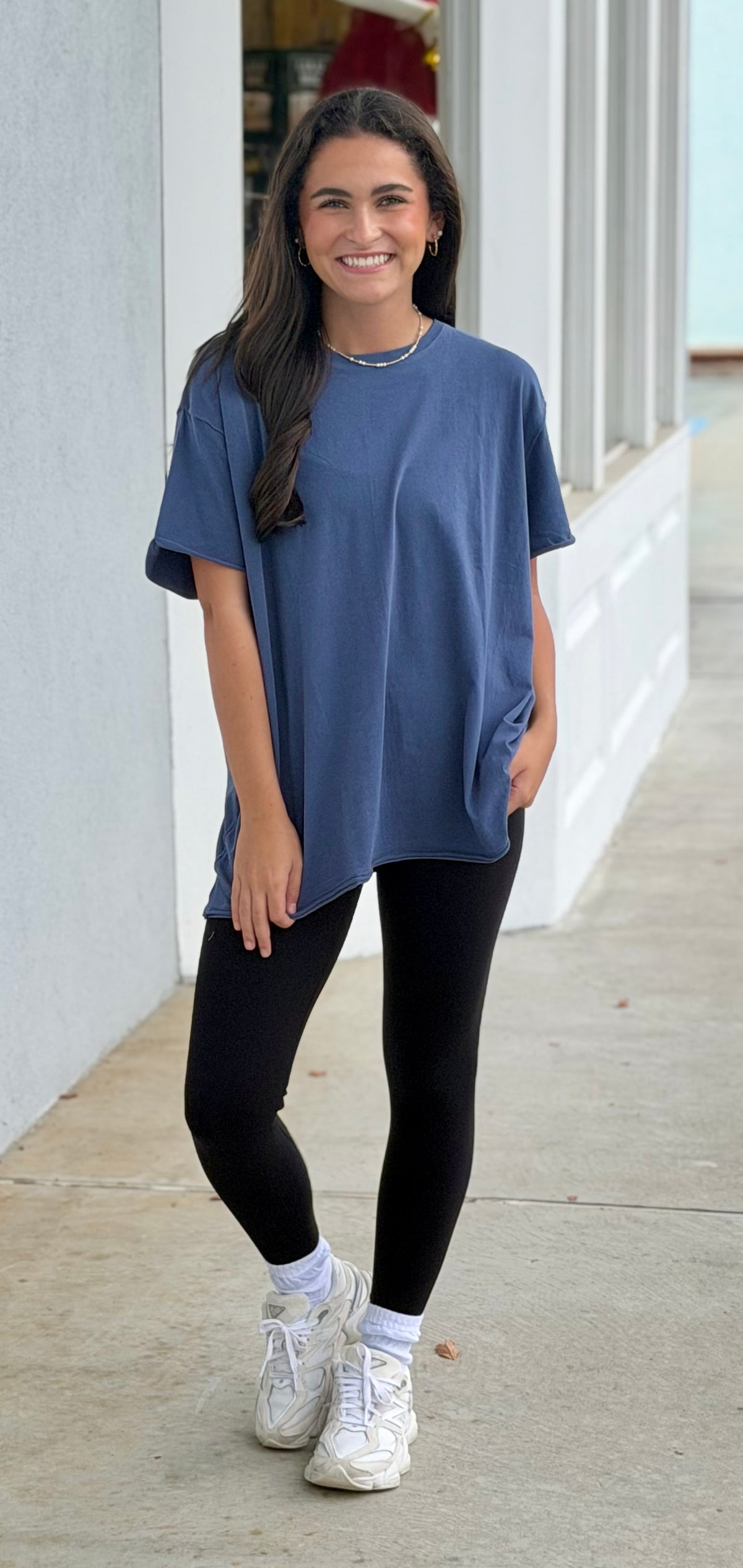 Pima Cotton Center-Seam Oversized Tee, Ocean