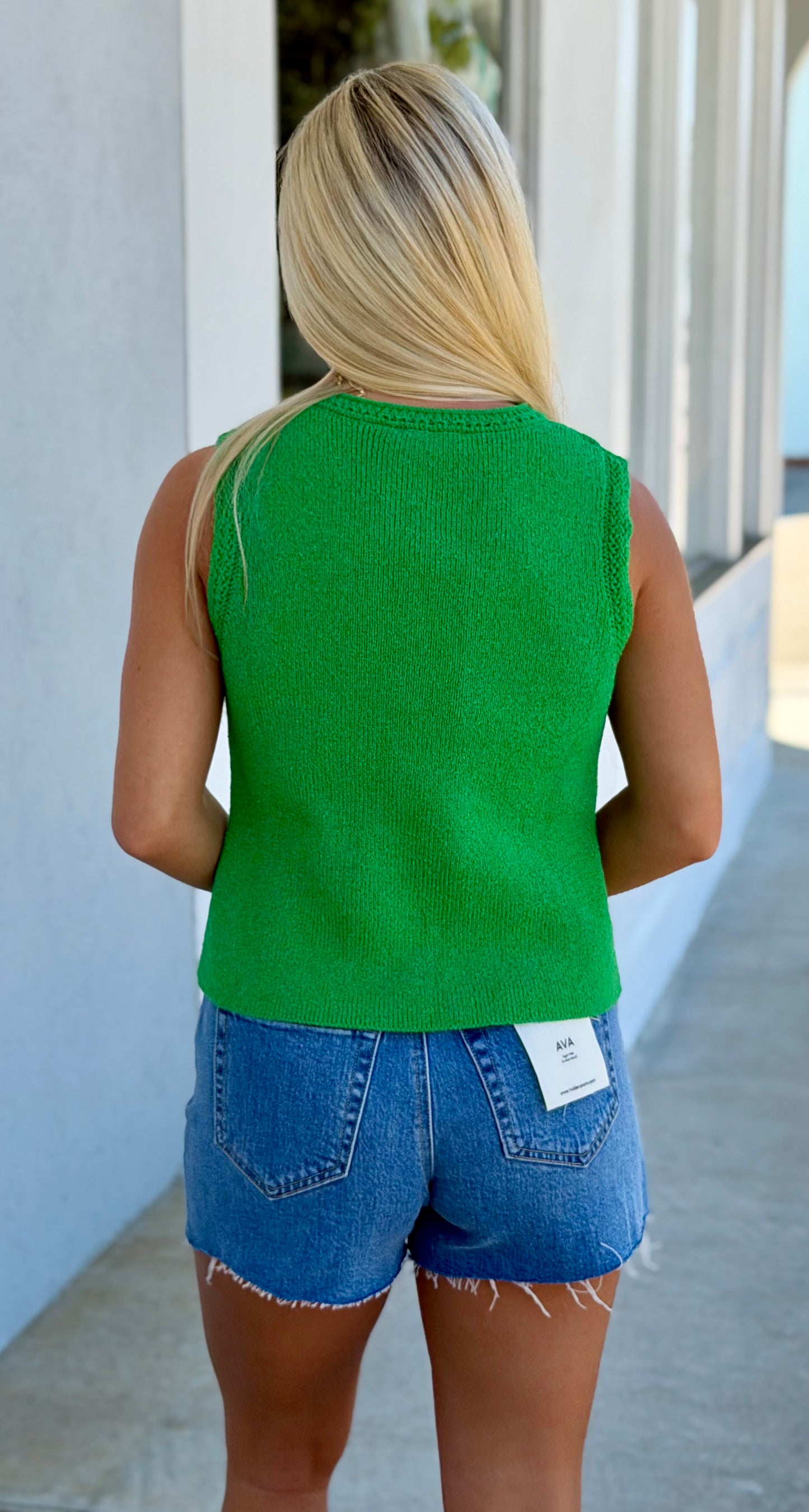 Gold Button Down Sweater Vest, Kelly Green