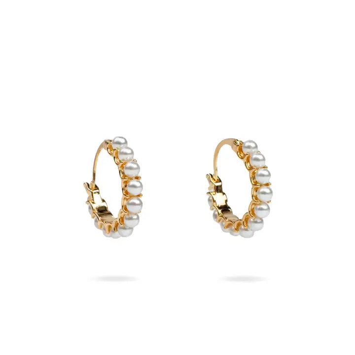 Jana Pearl Hoop Earrings Gold