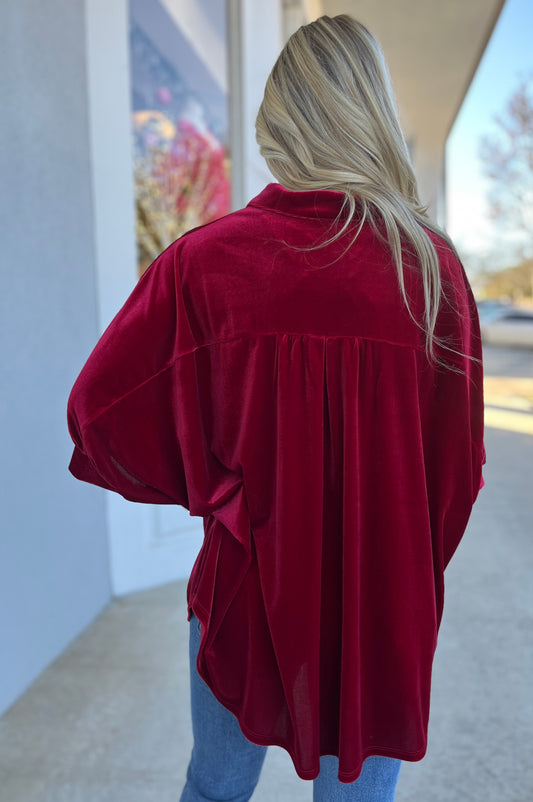 Red Velvet Button Down