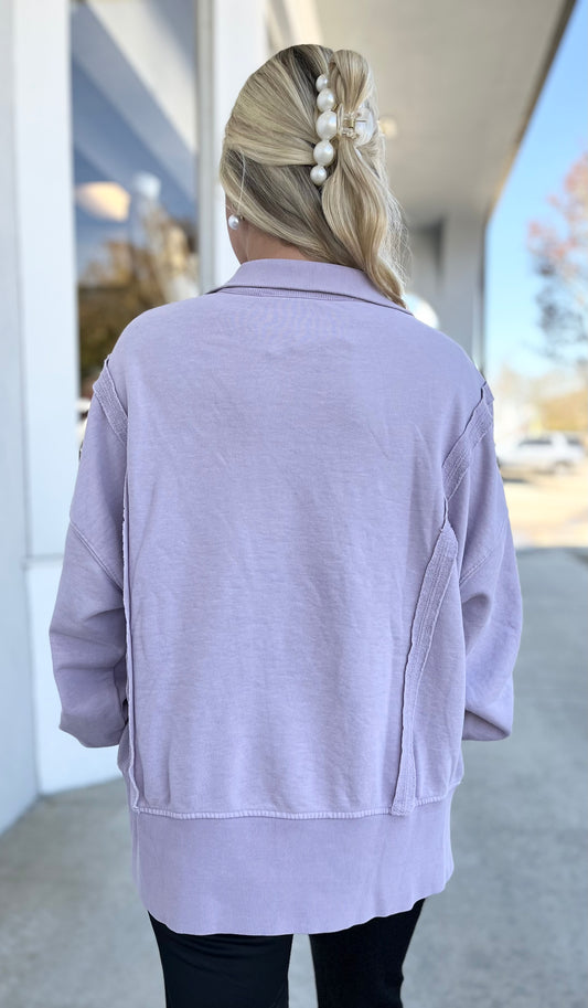 Dusty Lavender Henley Sweatshirt