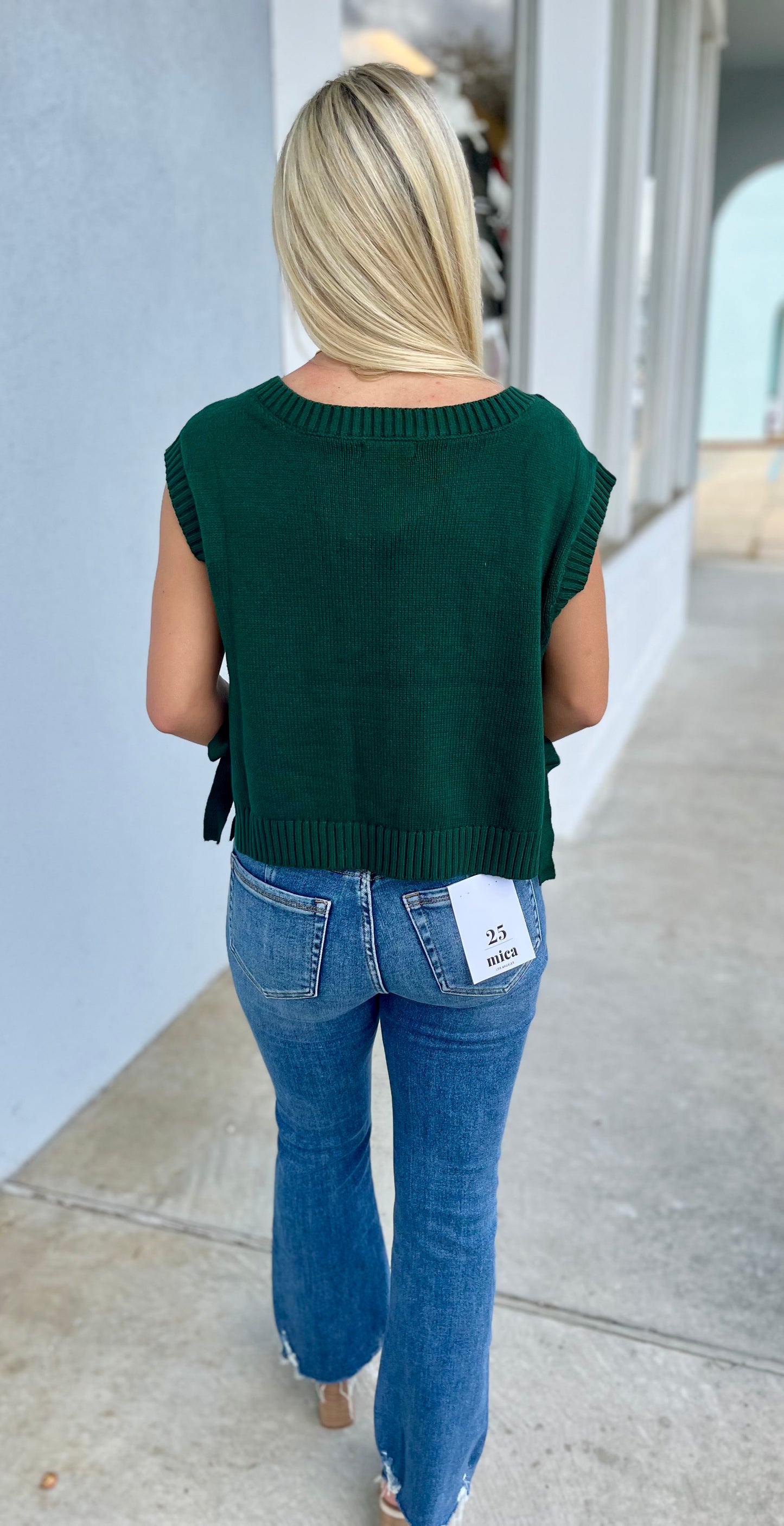 Green Side Tie Sweater Vest