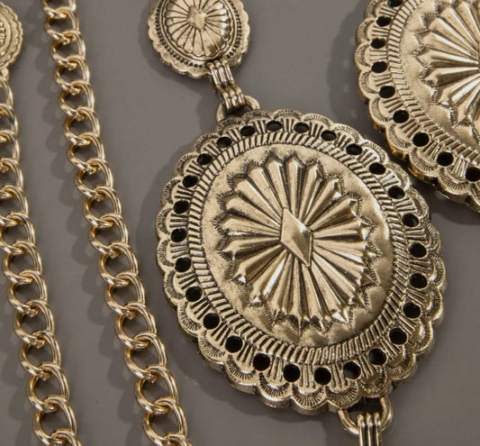 Large Oval Concho Chain Belt