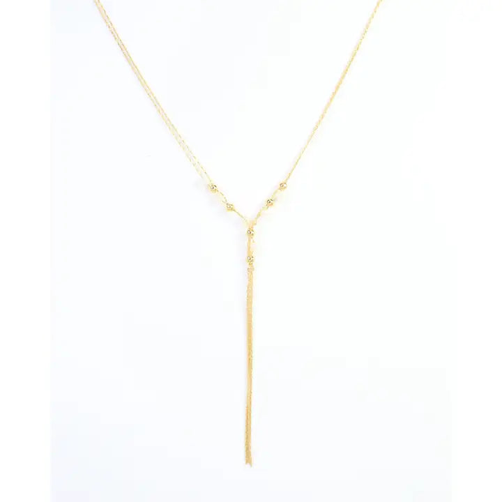 Merida Beaded Tassel Necklace Pearl