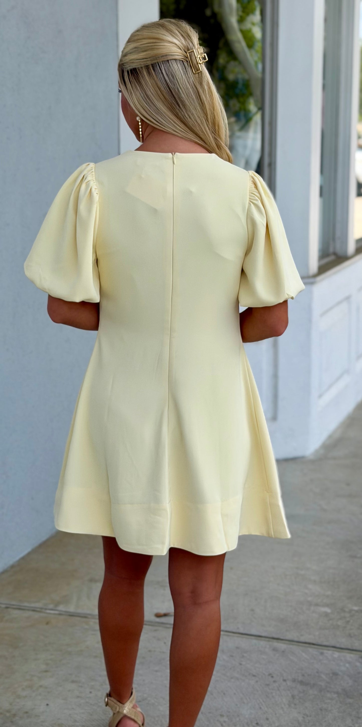 Yellow Pleated Detail Dress
