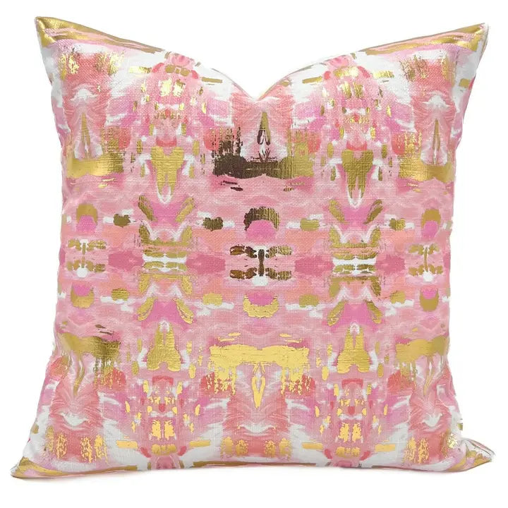 Gold Foil Allie Kaleidoscope Pillow - Spring Throw Pillow Polyester
