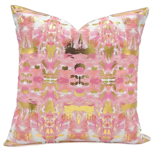 Gold Foil Allie Kaleidoscope Pillow - Spring Throw Pillow Polyester