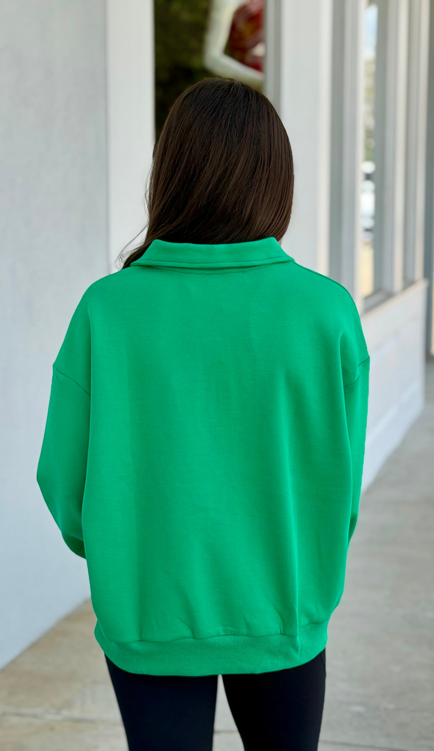 Long Sleeve Half Zip Sweatshirt, Green