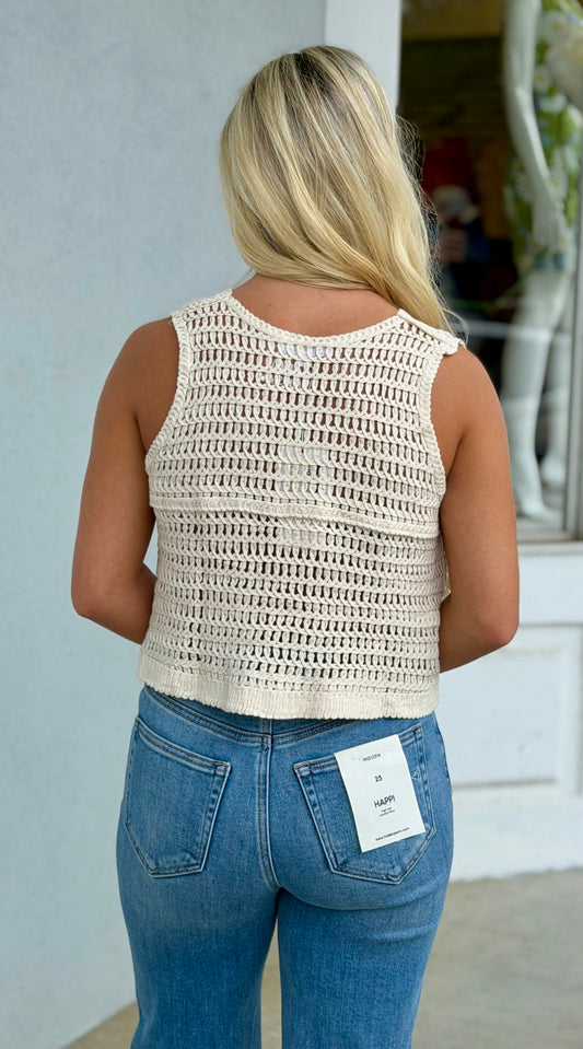Mix Media Floral Crochet Vest