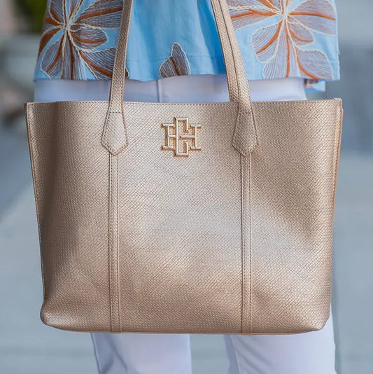 Heath Tote Bag, Woven Gold