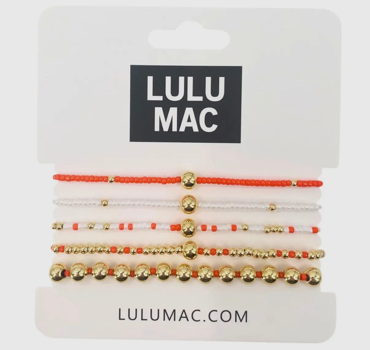 Orange and White Lulu Mac Bracelet Set