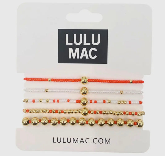 Orange and White Lulu Mac Bracelet Set