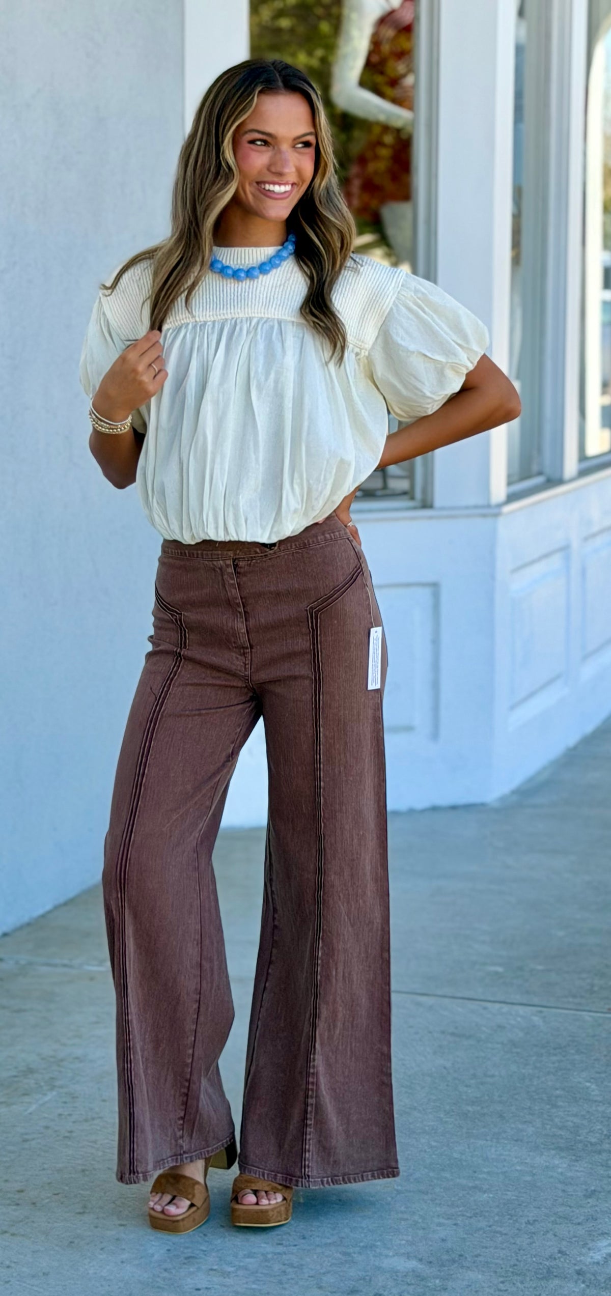 Ivory Bubble Blouse Top