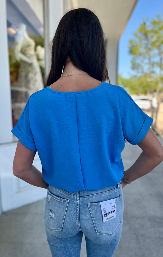 V Neck Bodysuit , French Blue
