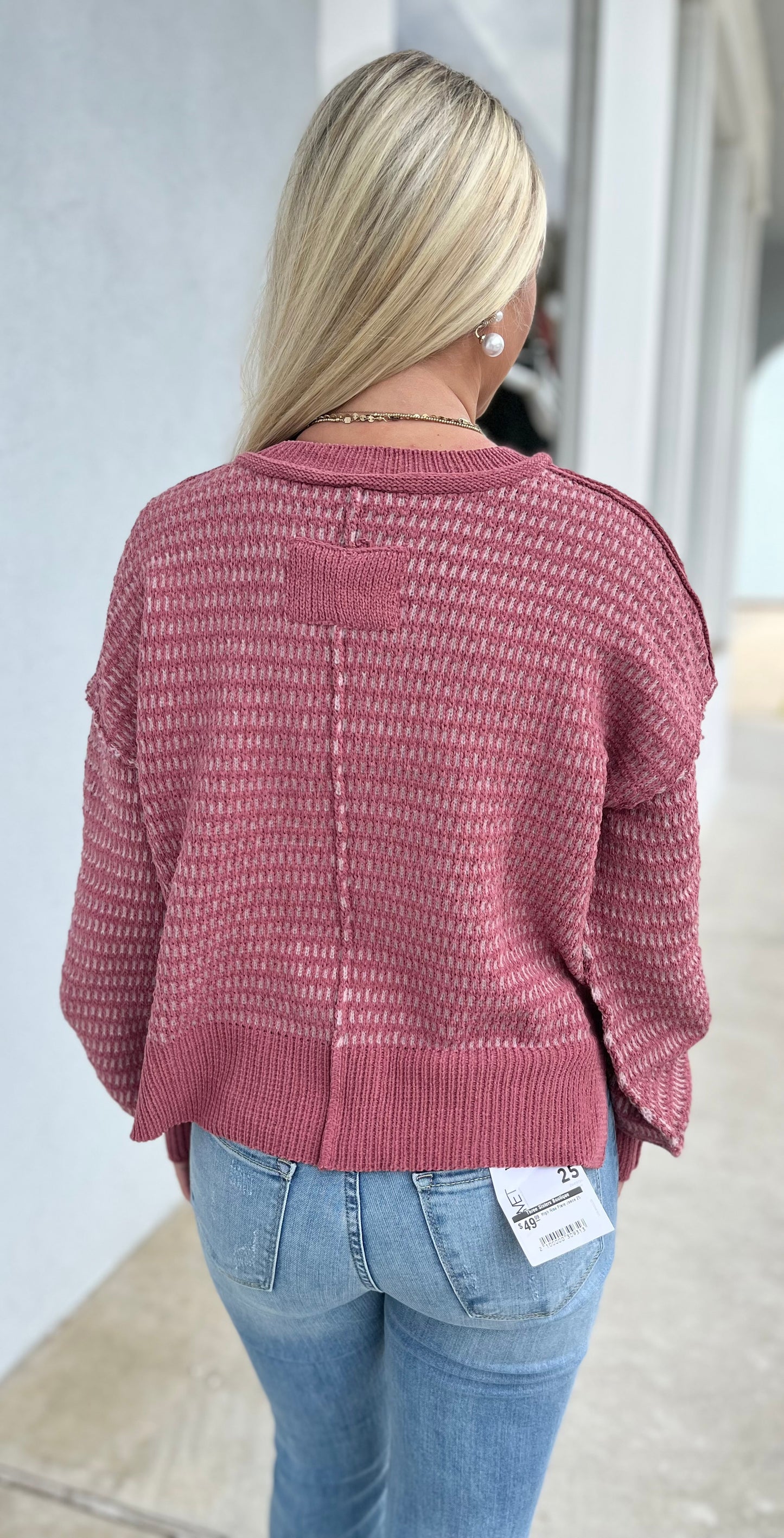Mauve Two Tone Textured Sweater