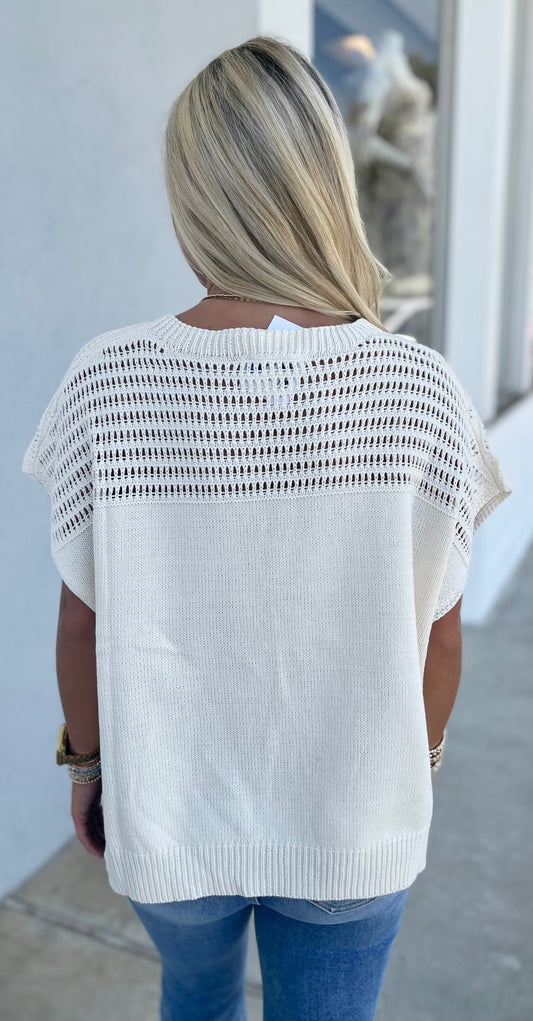 Dolman Crew Neck Sweater, Cream