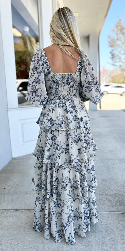 Floral Smocked Tiered Maxi