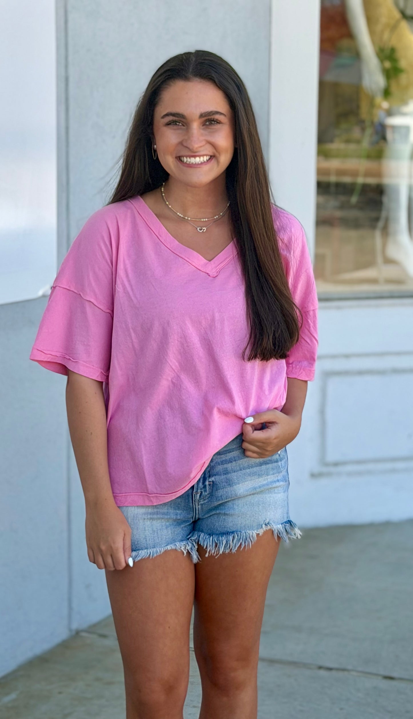 Blush V Neck Basic Top