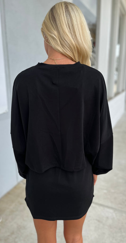 Cropped Dolman Top, Black