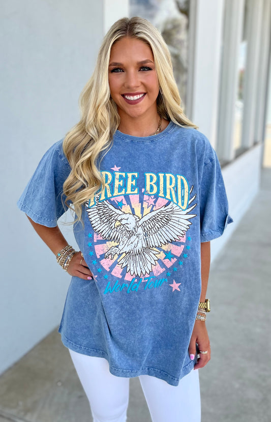 Blue Puff Free Bird World Tour Graphic Tee