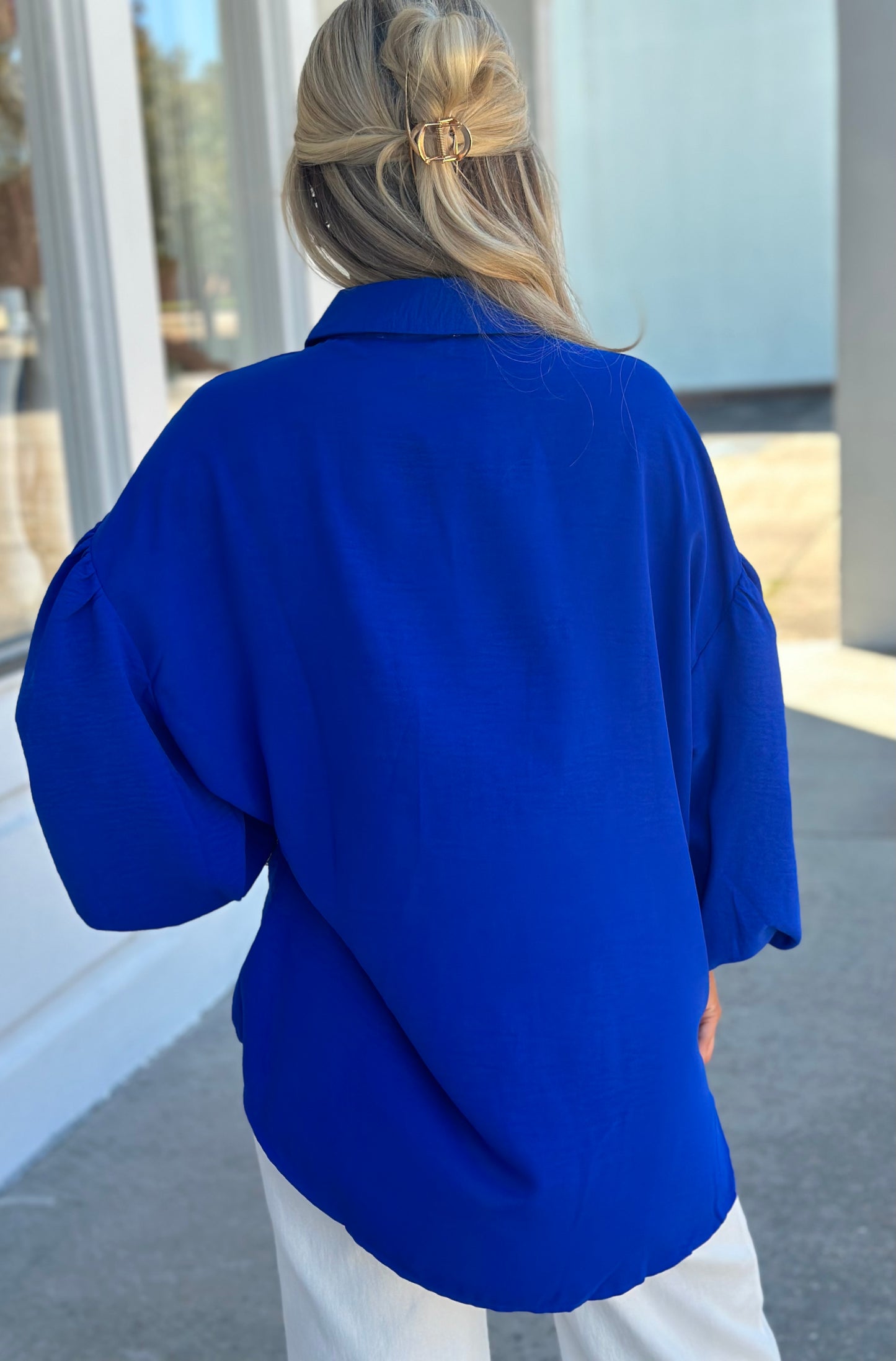 Royal Blue Oversized Button Down Shirt