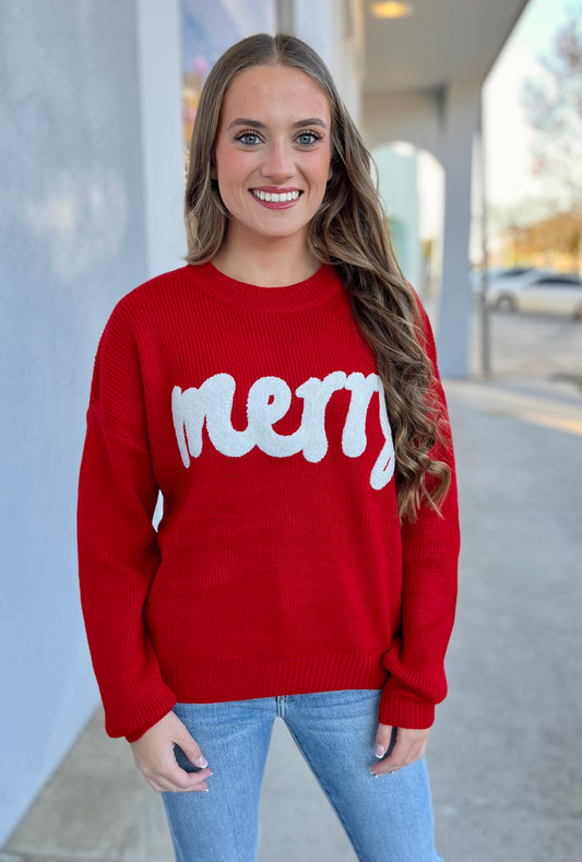 Merry Red Stitch Sweater