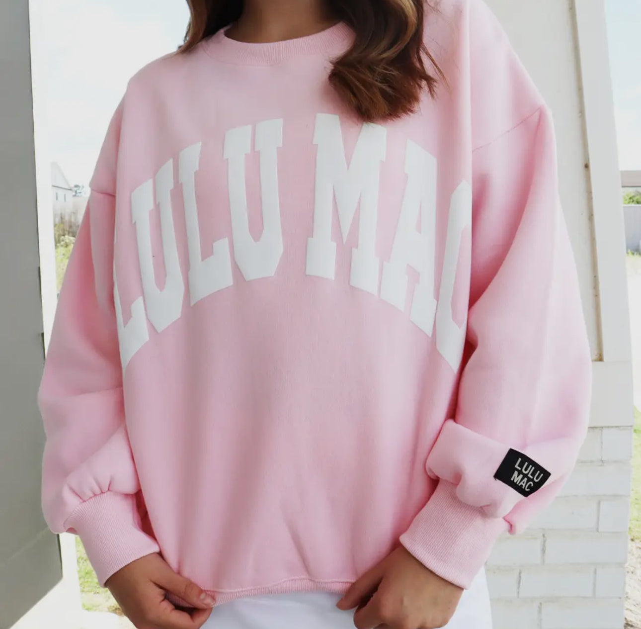 Lulu Mac Sweatshirt , Light Pink/White