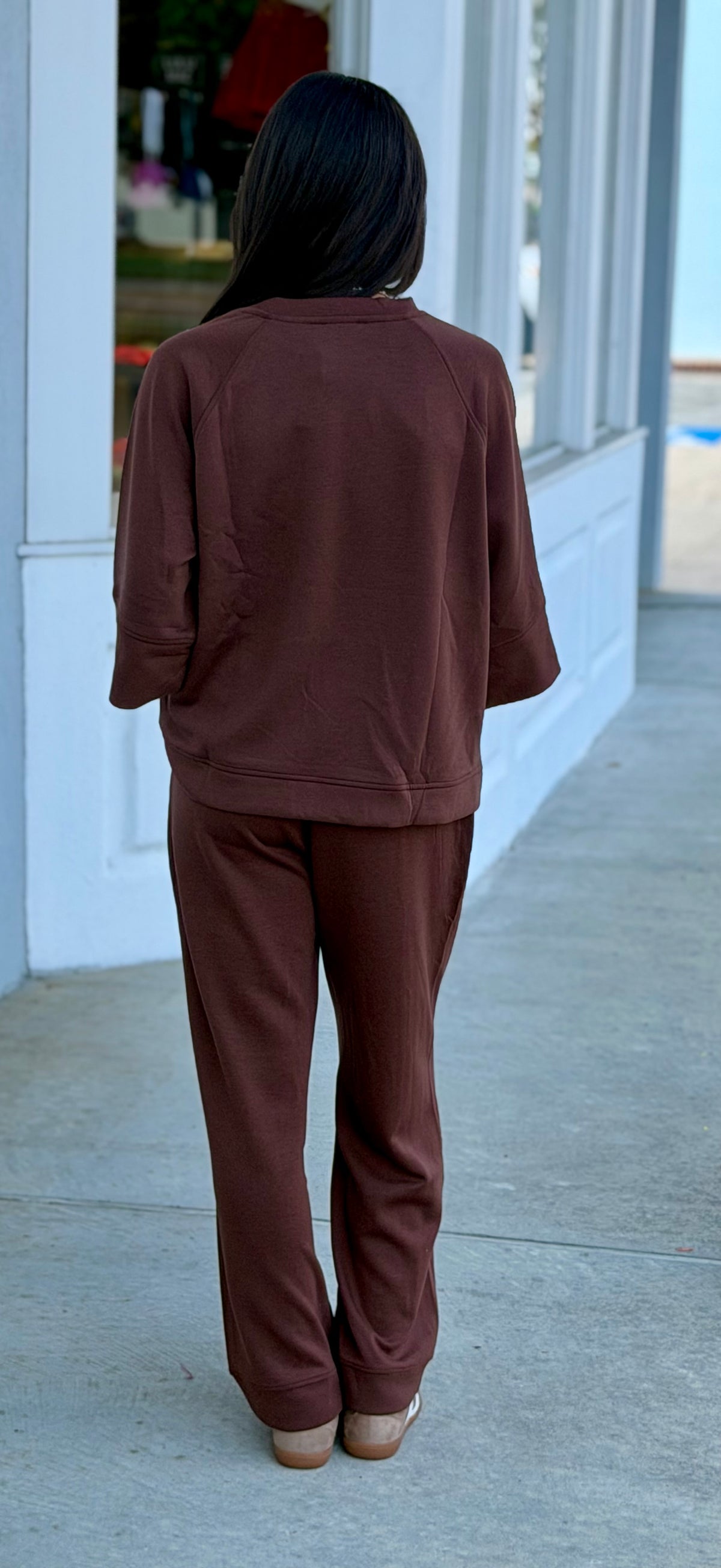 Scuba 3/4 Sleeve Pullover & Pants SET, Brown