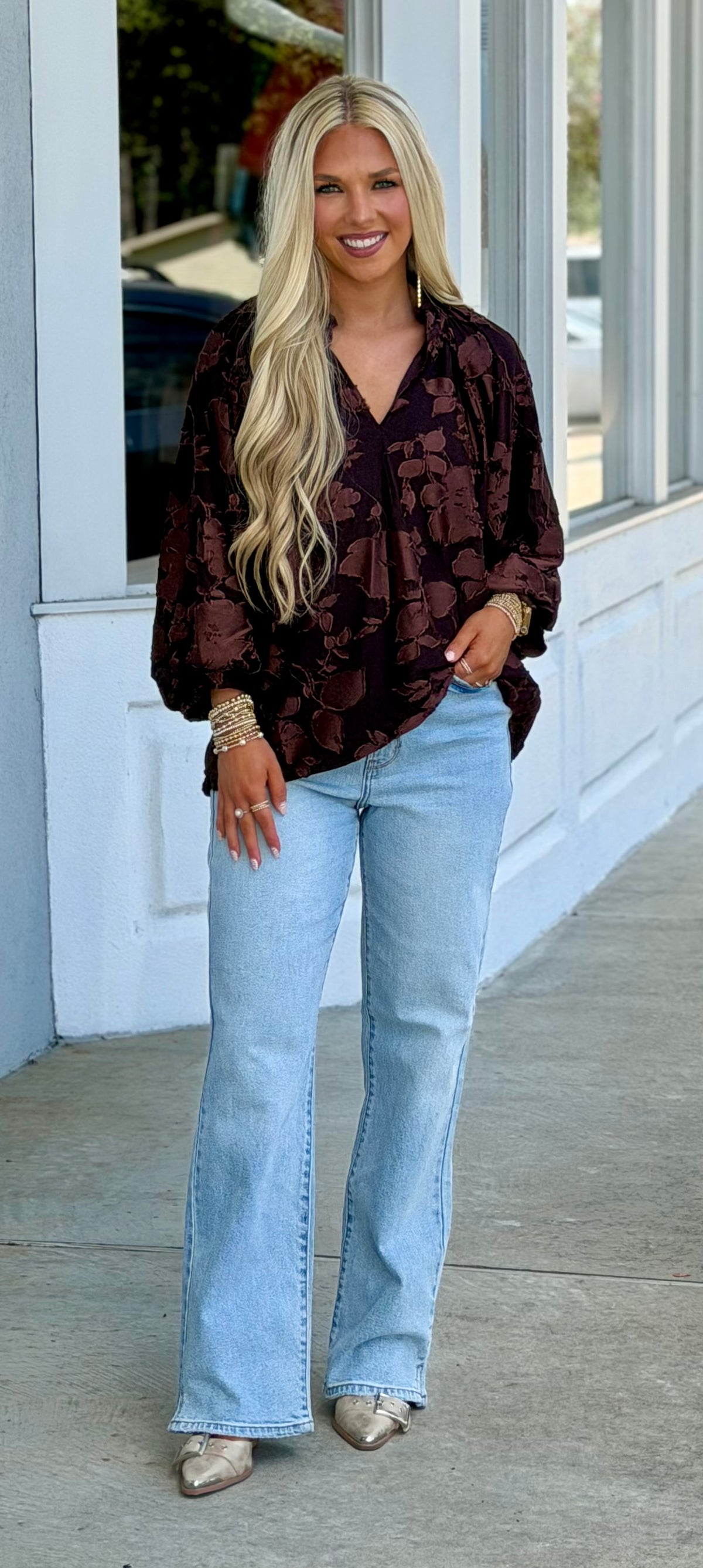 Brown Velvet Collared Top