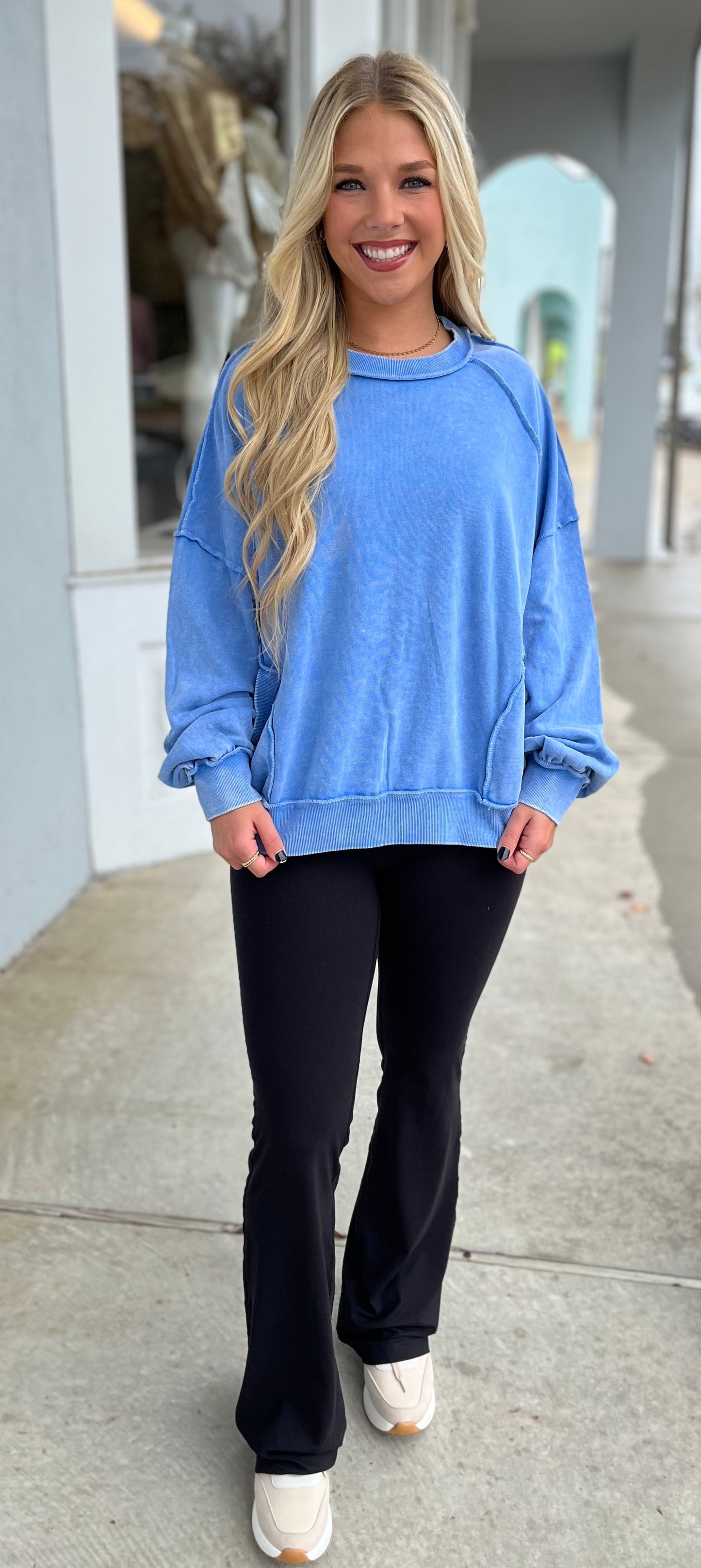 Peri Blue Mineral Washed Top