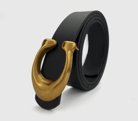 Retro U Belt Buckle, Black