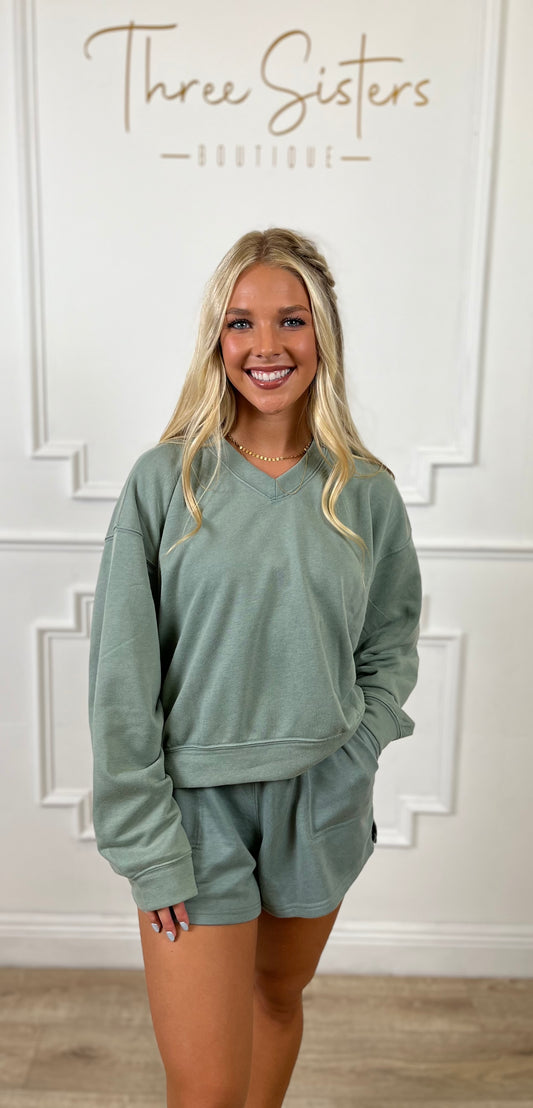 Pistachio Washed French Terry Sweatshirt