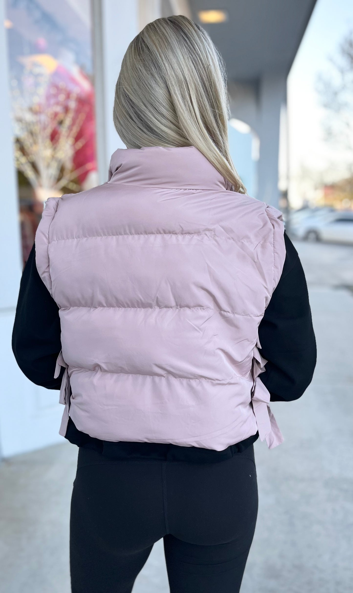 Blush Side Bow Puffer Vest