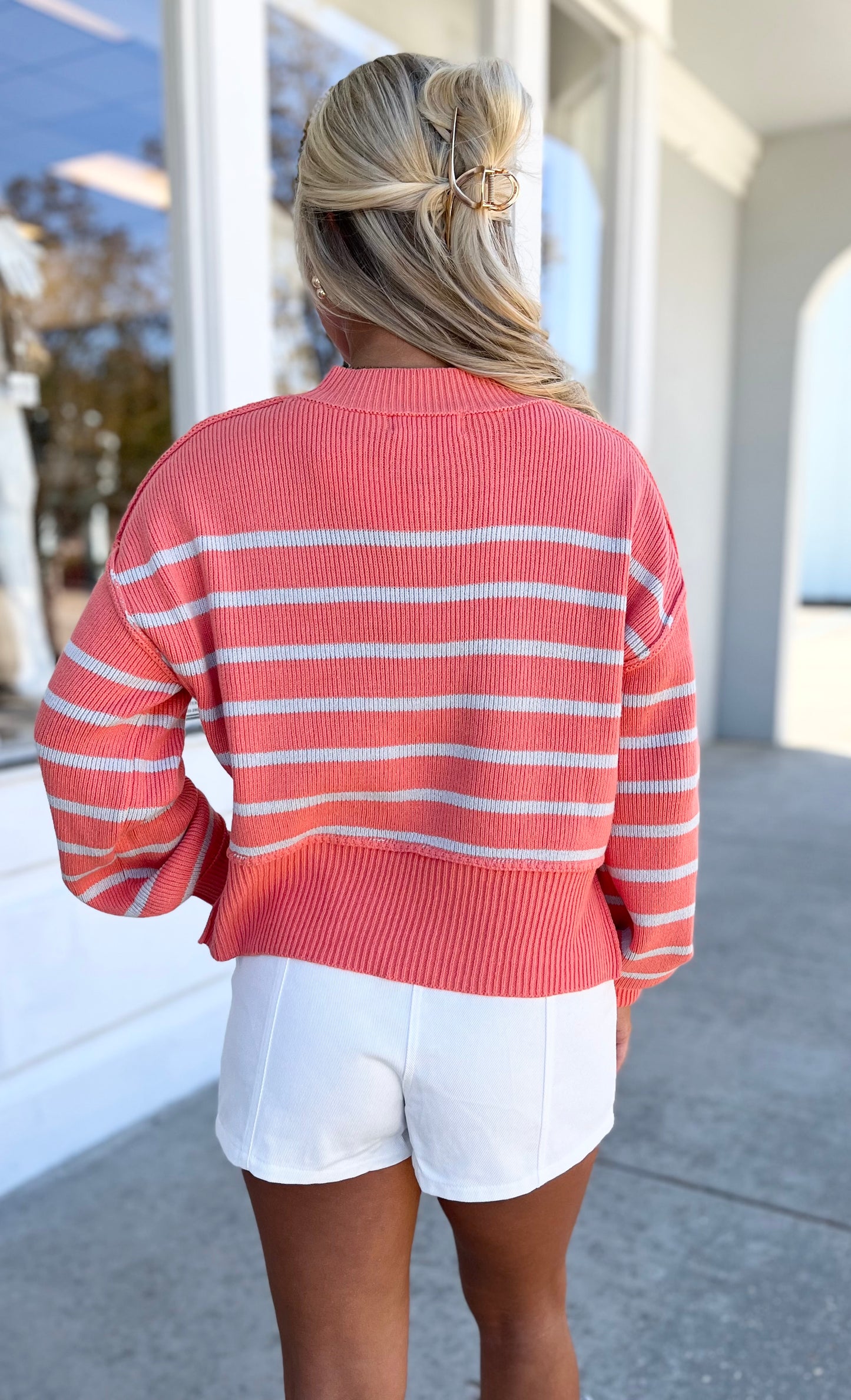 Salmon Striped Sweater