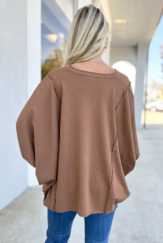 Mocha Oversized Stitch Top