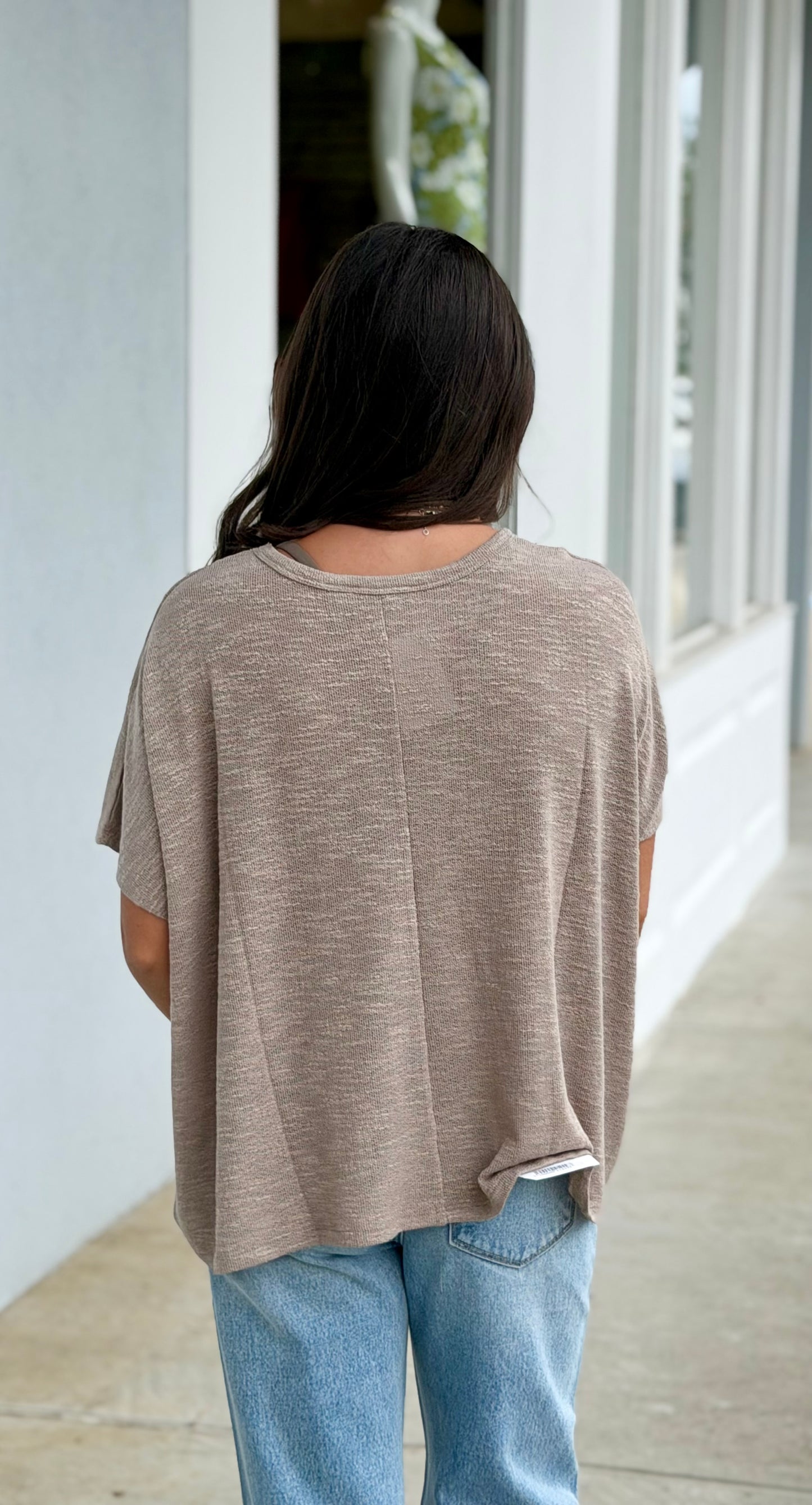 Oversized Slub Hacci Top, Ash Mocha