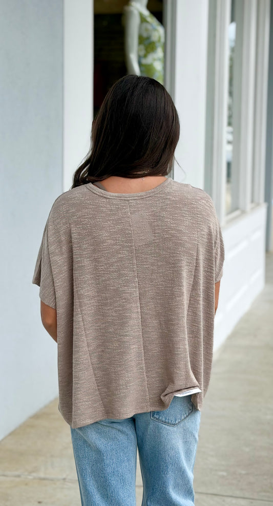 Oversized Slub Hacci Top, Ash Mocha