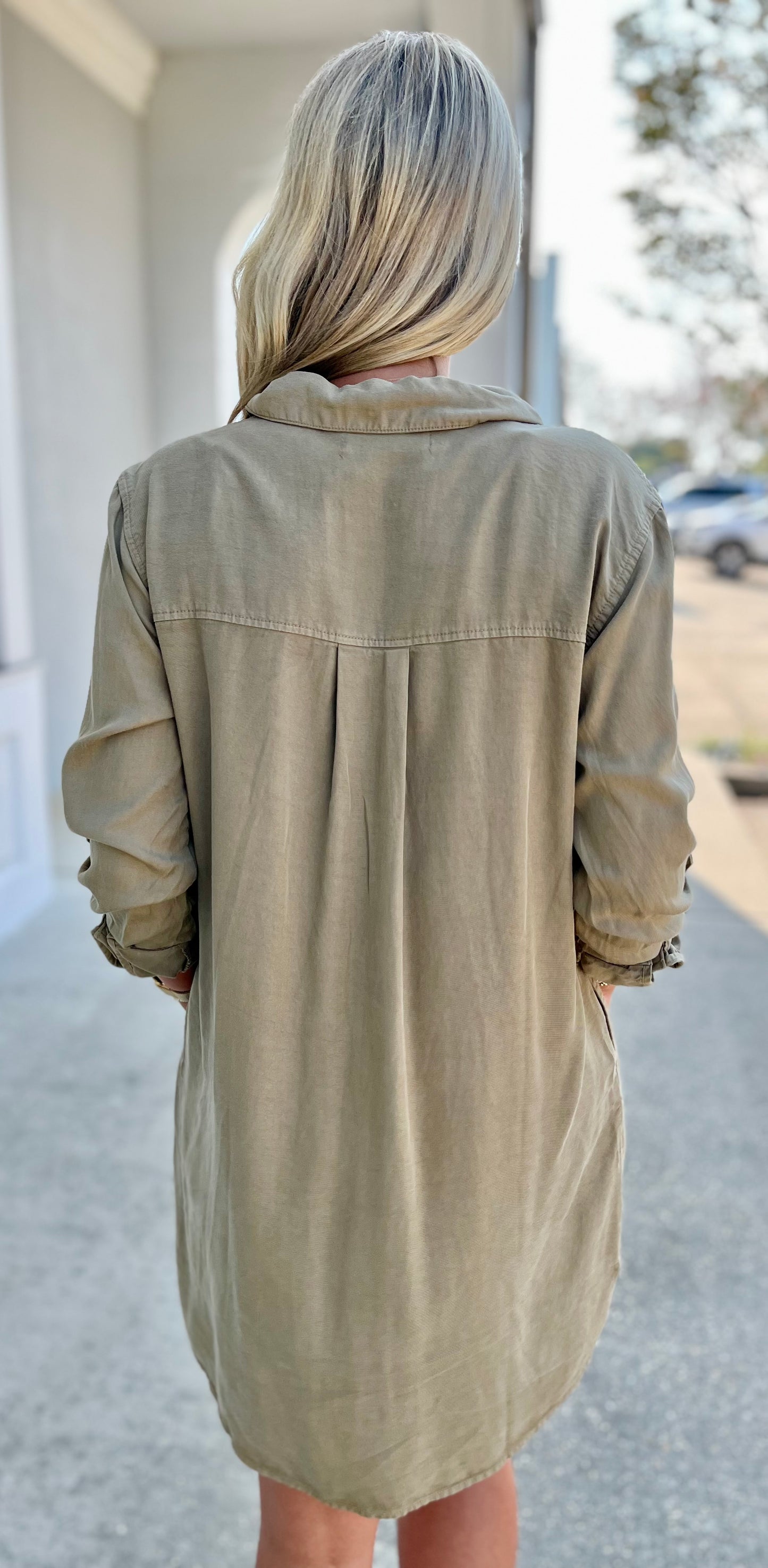 Olive Tencel Henley Dress