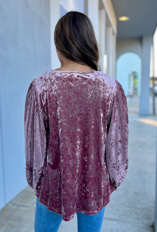 Rose Taupe Velvet Top