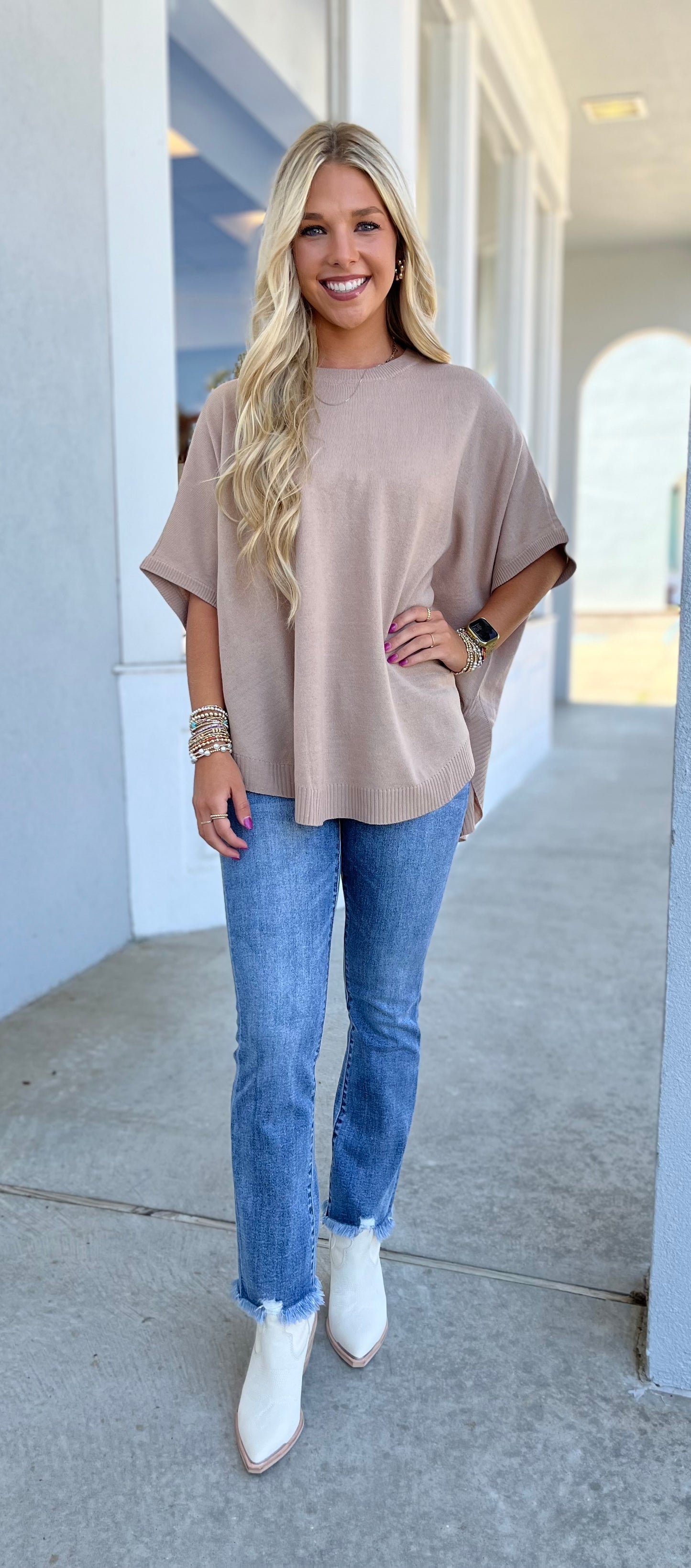 Taupe Poncho Sweater