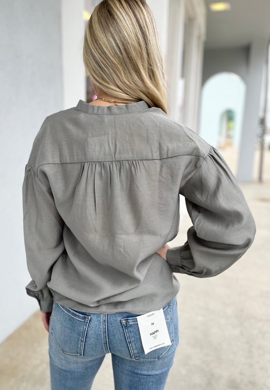 Soft Green Button Down Blouse