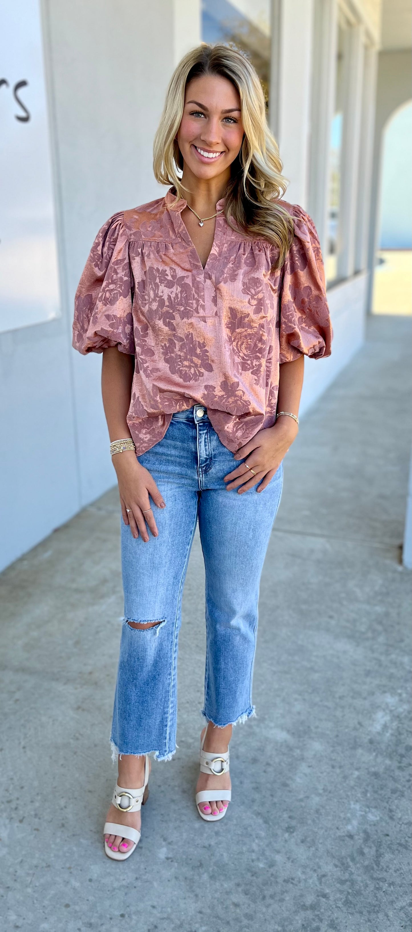 Rose Puff Sleeve Top