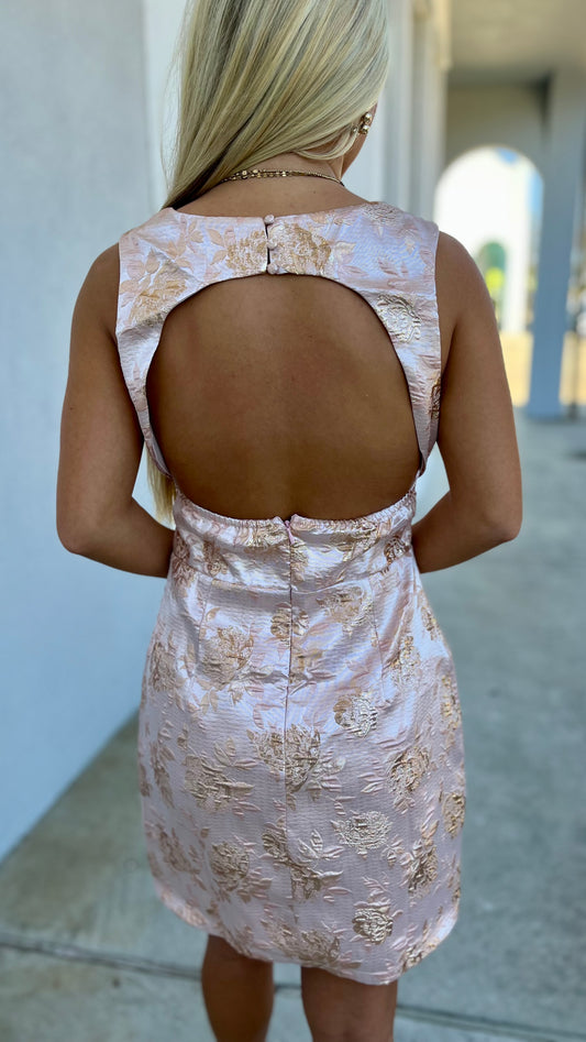 Blush Champagne Gold Open Back Dress