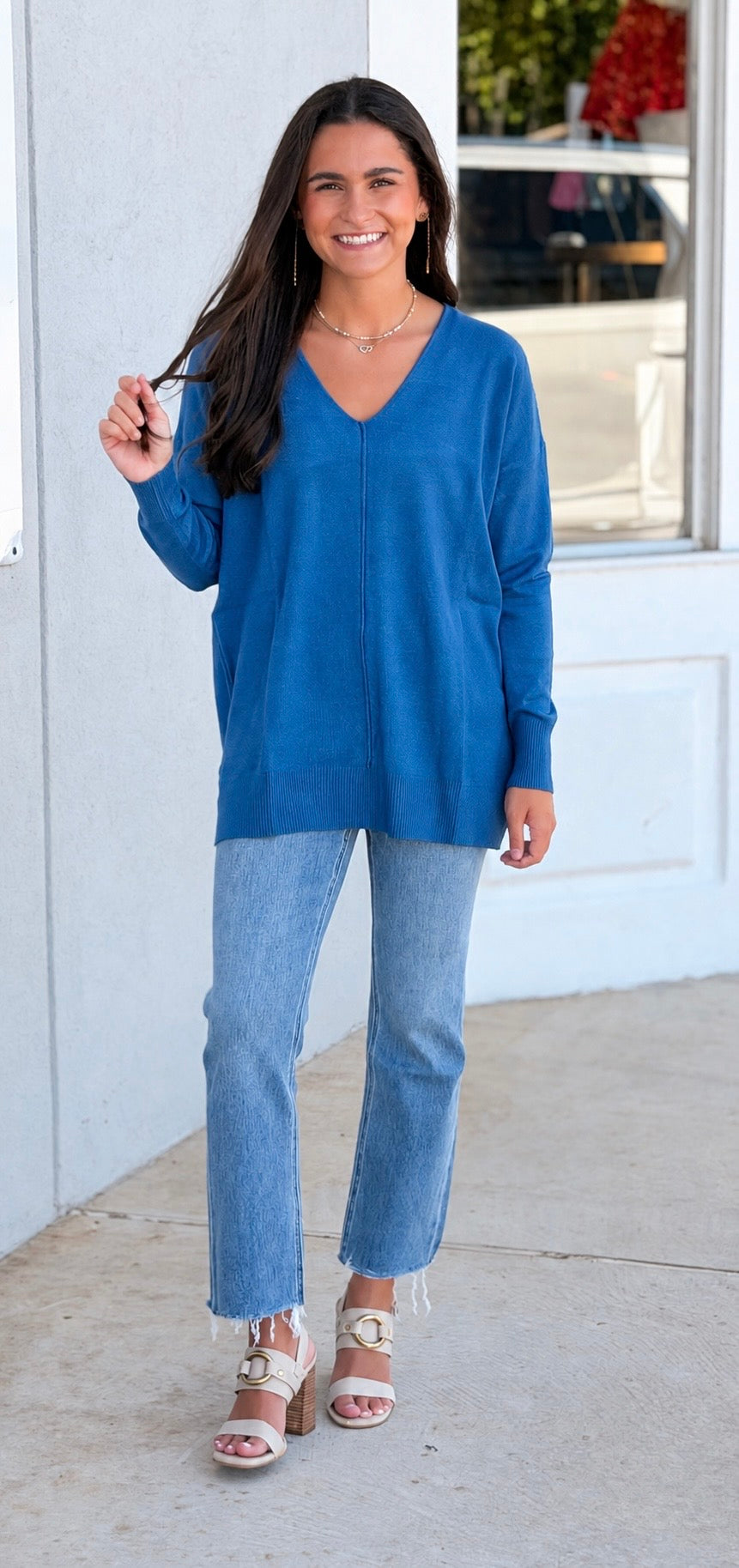 Viscose Front Seam Sweater, H Classic Blue